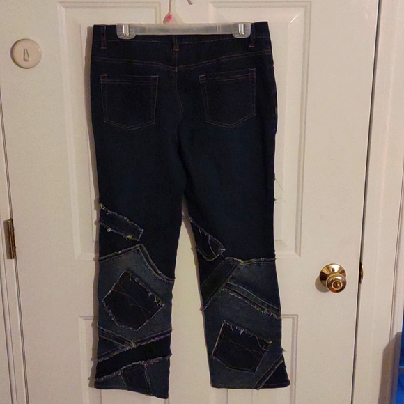 😻🌺DG2 DIANE GILMAN 😶Vintage Patch Recycled Style Jeans pants - Picture 7 of 8